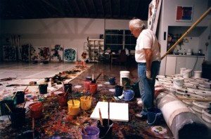 Francis working in Broadway studio, Santa Monica. (Photo by Jerry Sohn.)